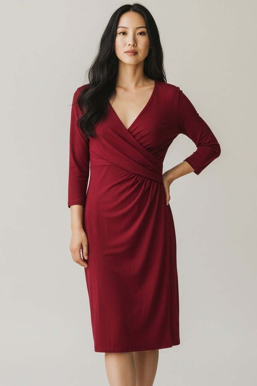Lauren Ralph Lauren Faux Wrap Dress Size 4P Red